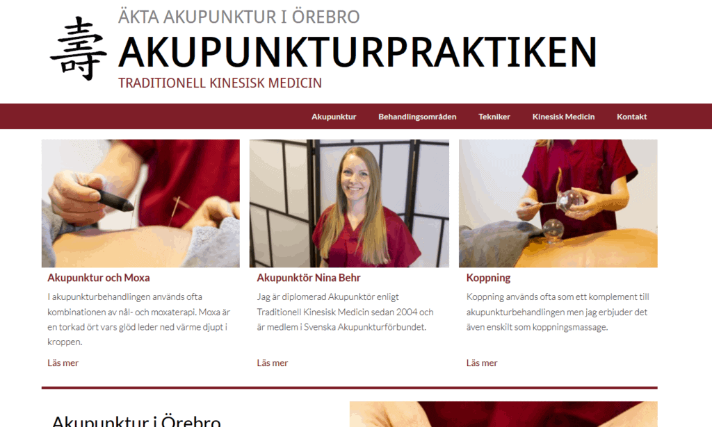 AkupunkturPraktiken startsida - webbyrå wordpress